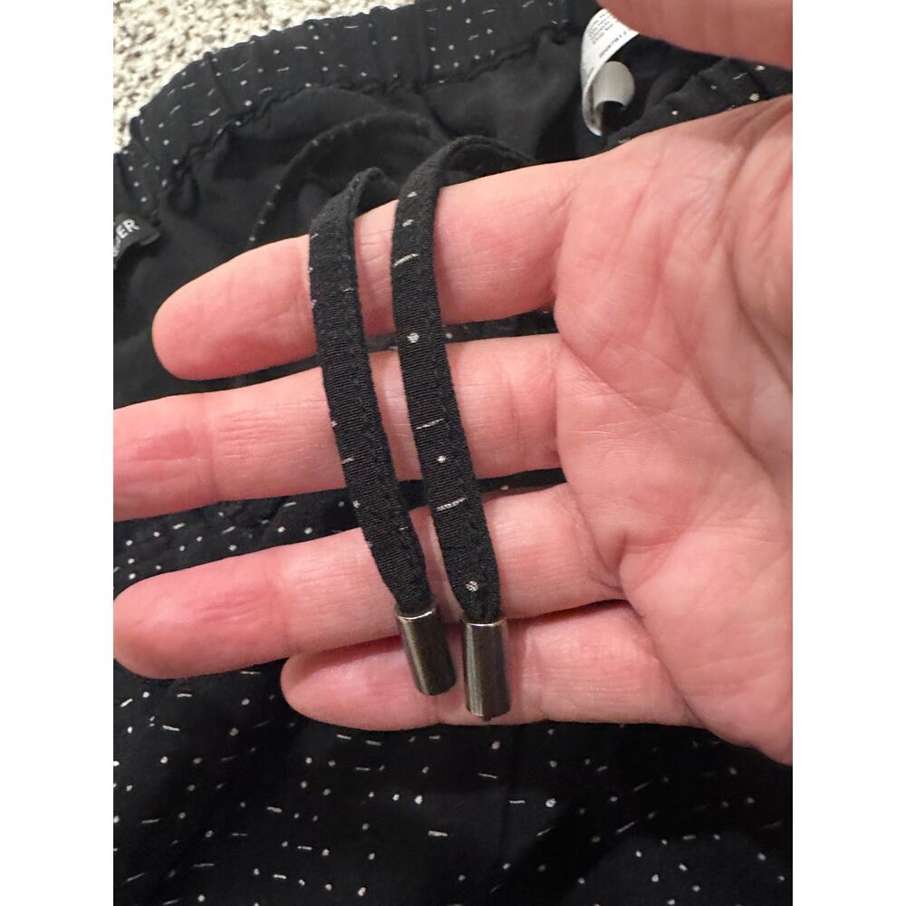 Eileen Fisher Wide Leg Pants With Drawstring & Pockets Black Morse Code Print, S - Picture 4 of 10